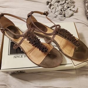 Frye Slate Flower Strap Flats